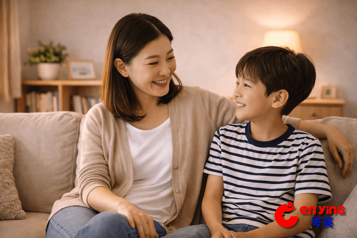 家長與孩子輕鬆互動交流，展現孩子在英文學習中逐漸建立的信心與安全感