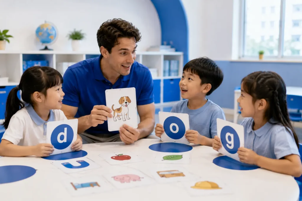 學生透過 phonics 與互動活動建立初學英語基礎