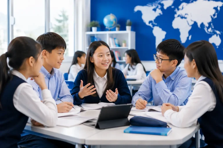 台灣學生在國際化英文課堂中進行英文討論