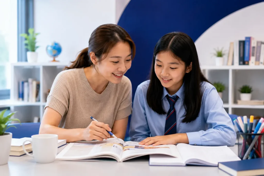家長陪伴孩子準備劍橋英語考試