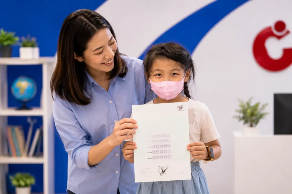 學生完成劍橋英語考試後展現成果