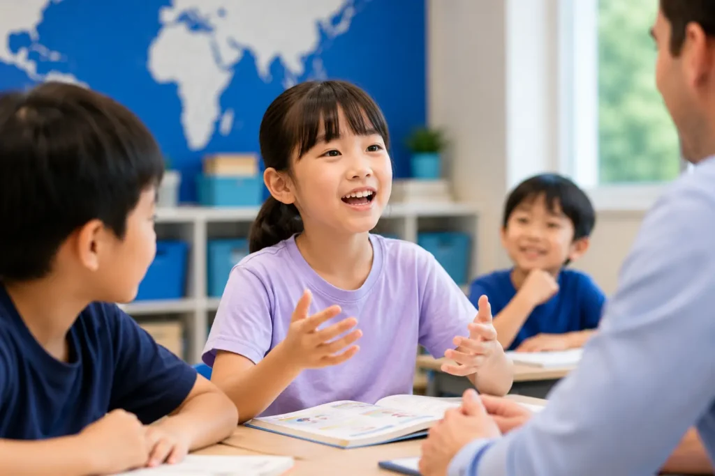 學生在課堂中自信使用英文