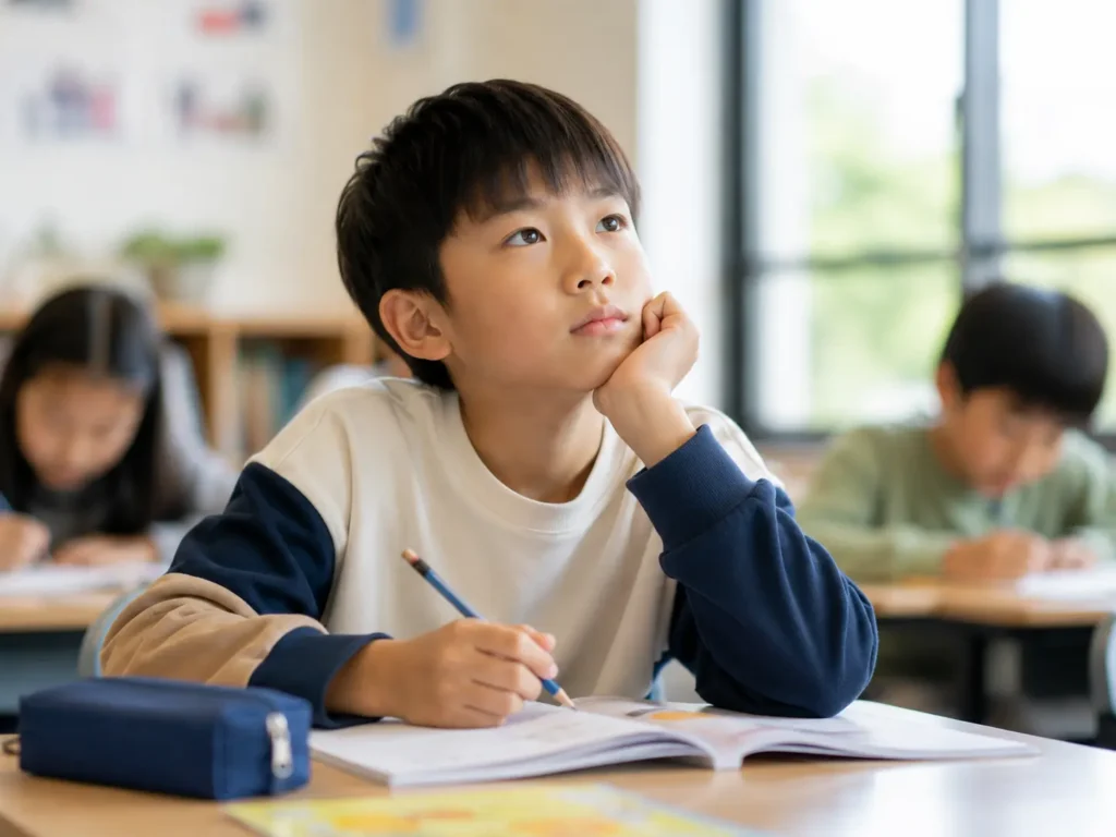 學生思考英文課內容