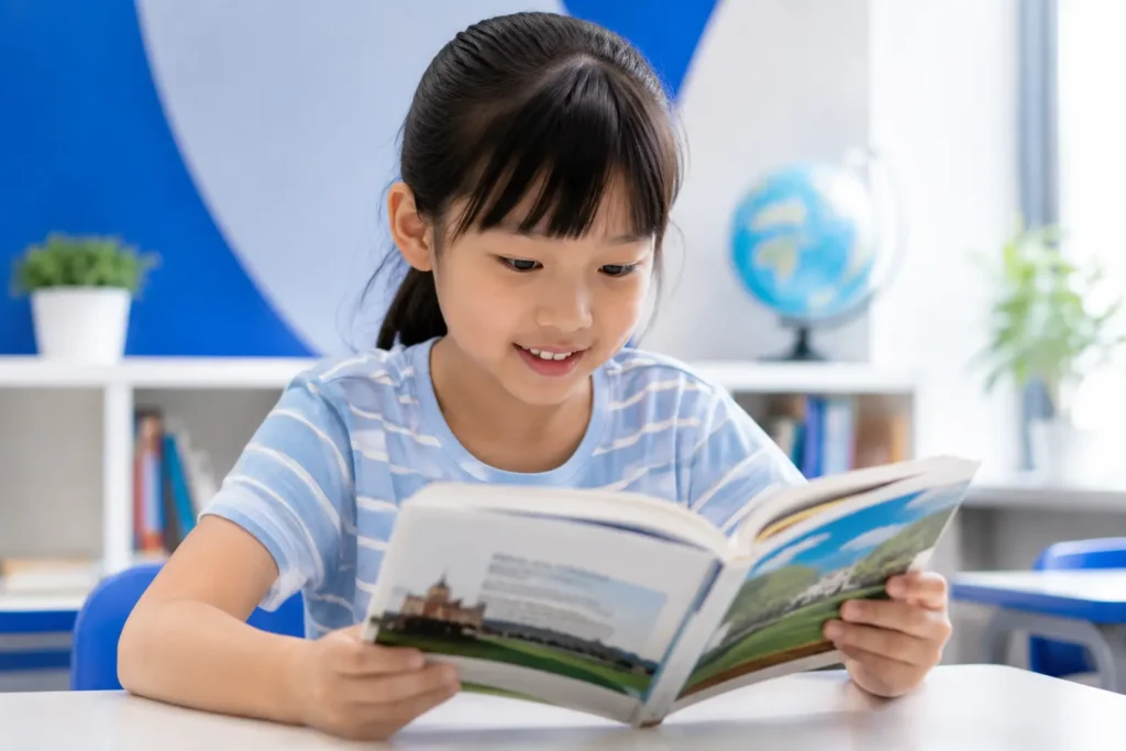 學生獨立閱讀英文內容
