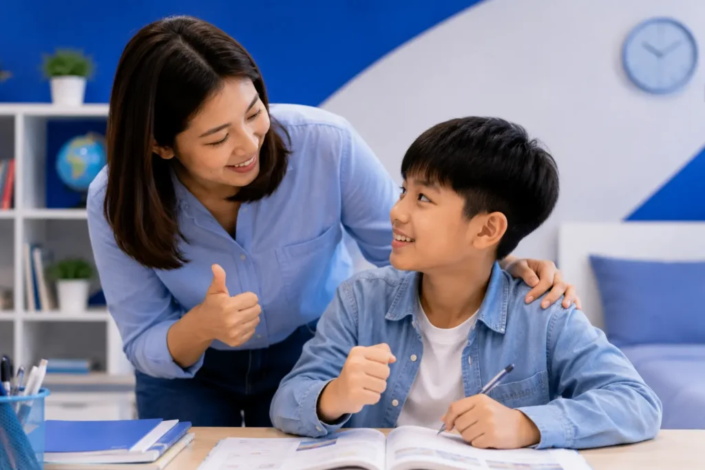 家長鼓勵準備劍橋英語考試的孩子