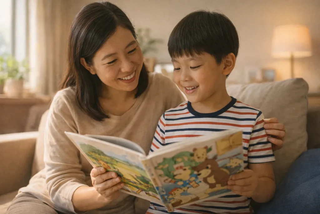 台灣家長在家中陪孩子輕鬆閱讀英文繪本，建立安心的英文學習起點