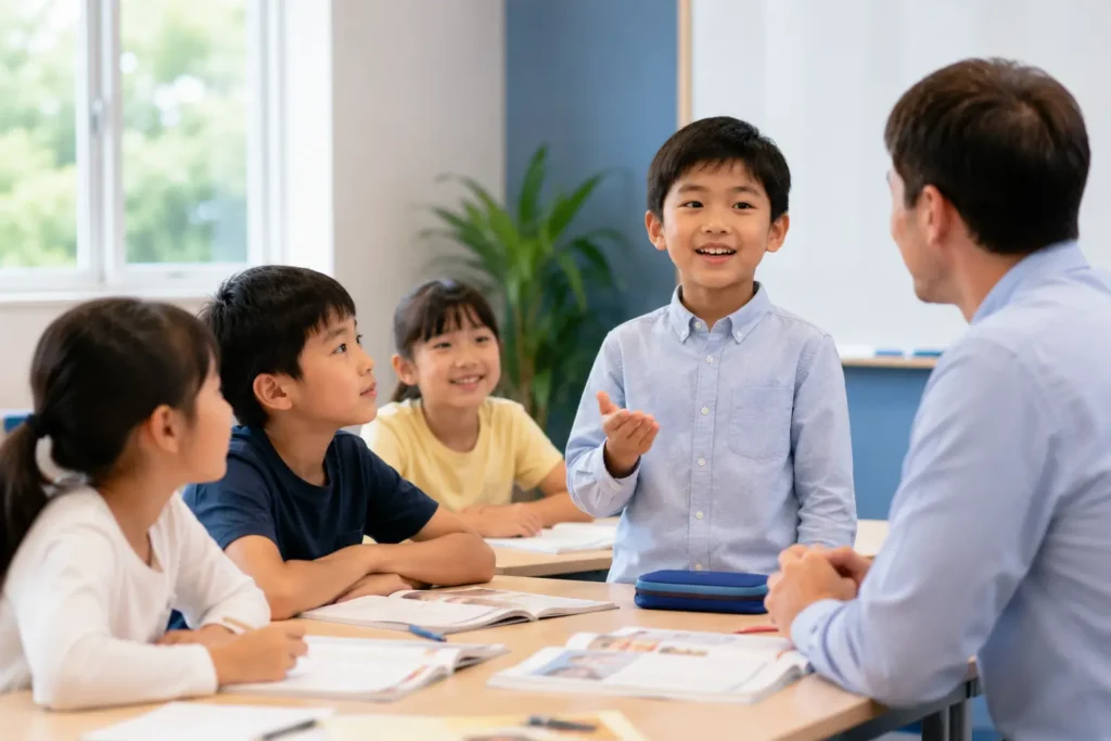 孩子自信回答英文問題